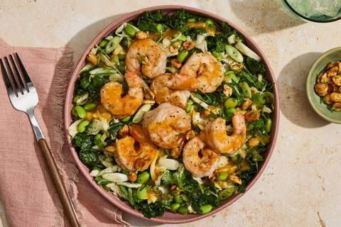 Chili Ginger Shrimp & Miso Kale Salad