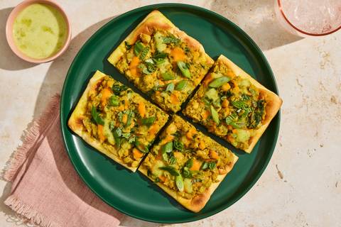 Curried Chickpea & Shrimp Flatbreads