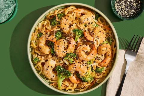 Red Curry Shrimp Stir Fry & Linguine