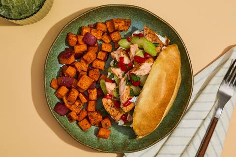Roasted Red Pepper Salmon Salad Sandos