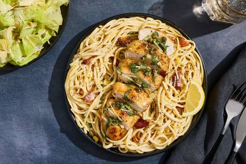Chicken Picatta & Linguine with Bacon