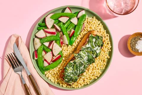 Salmon & Shrimp with Creamy Spinach