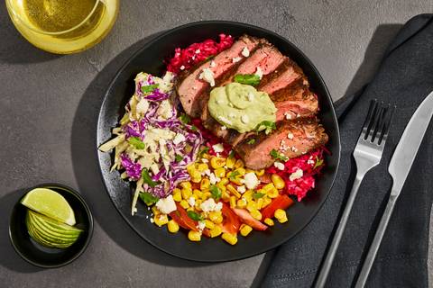 Ancho Chile Sirloin with Cabbage Slaw