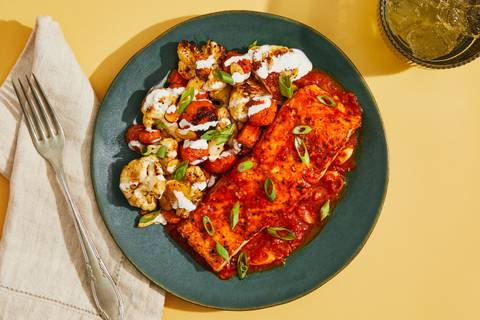 Salmon with Romesco Tomato Sauce