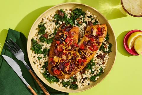 Tilapia & Shrimp with Red Peppers & Olives