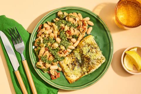 Barramundi with White Beans & Artichokes