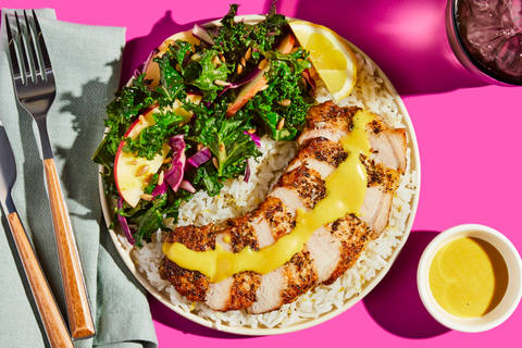 Honey Mustard Pork Chops with Lemon Rice