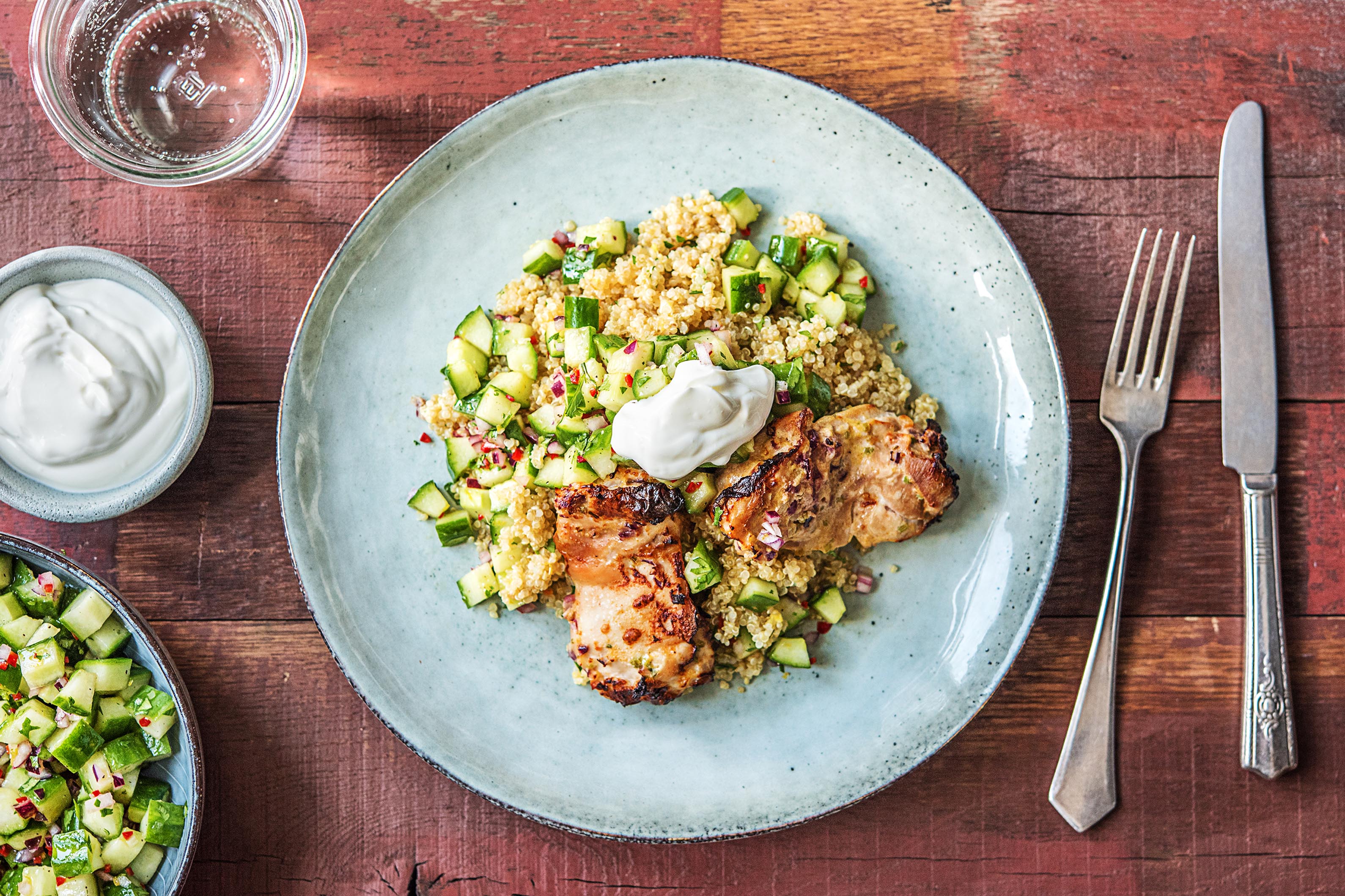 Tandoori chicken with quinoa and fresh salad