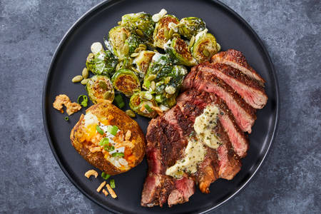 Garlic Herb Rib-Eye Loaded Baked Potatoes Recipe HelloFresh
