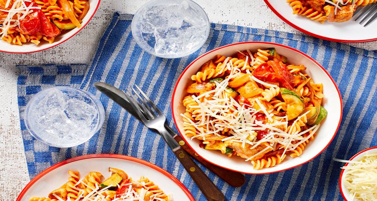 Chicken Fusilli Italiano with Roasted Vegetables