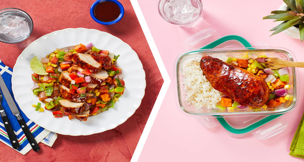 BBQ Chicken and Sweet Potato Salad for Dinner with a Chicken Picnic Lunch