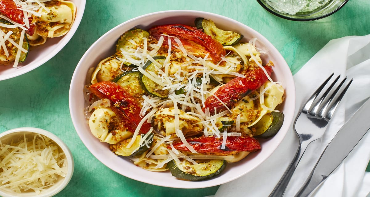Garlic Herb Tortelloni with Roasted Tomato and Zucchini-image