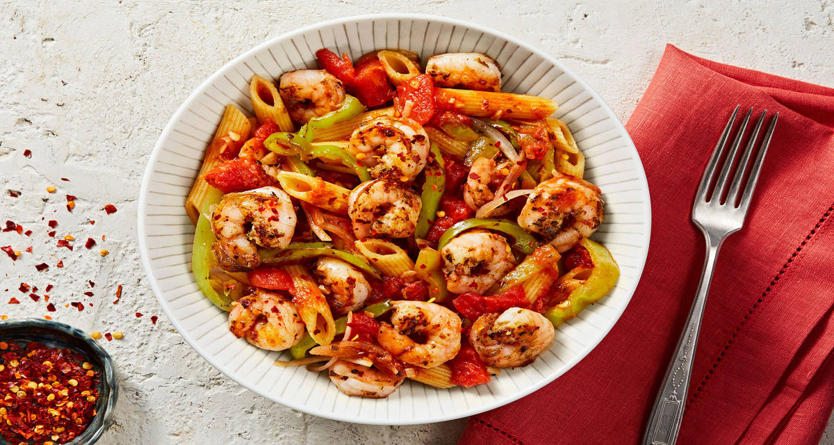 Shrimp Peperonata Pasta with Long Green Pepper