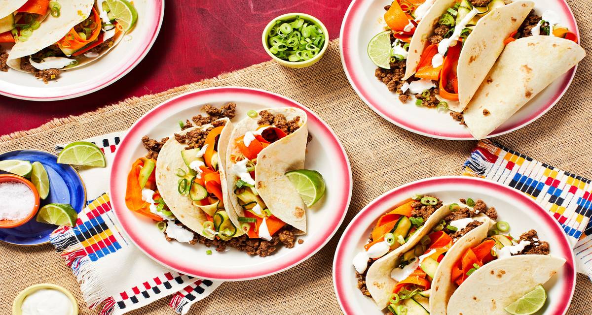 One-Pot Southwestern Beef Tacos with Veggie Ribbon Slaw