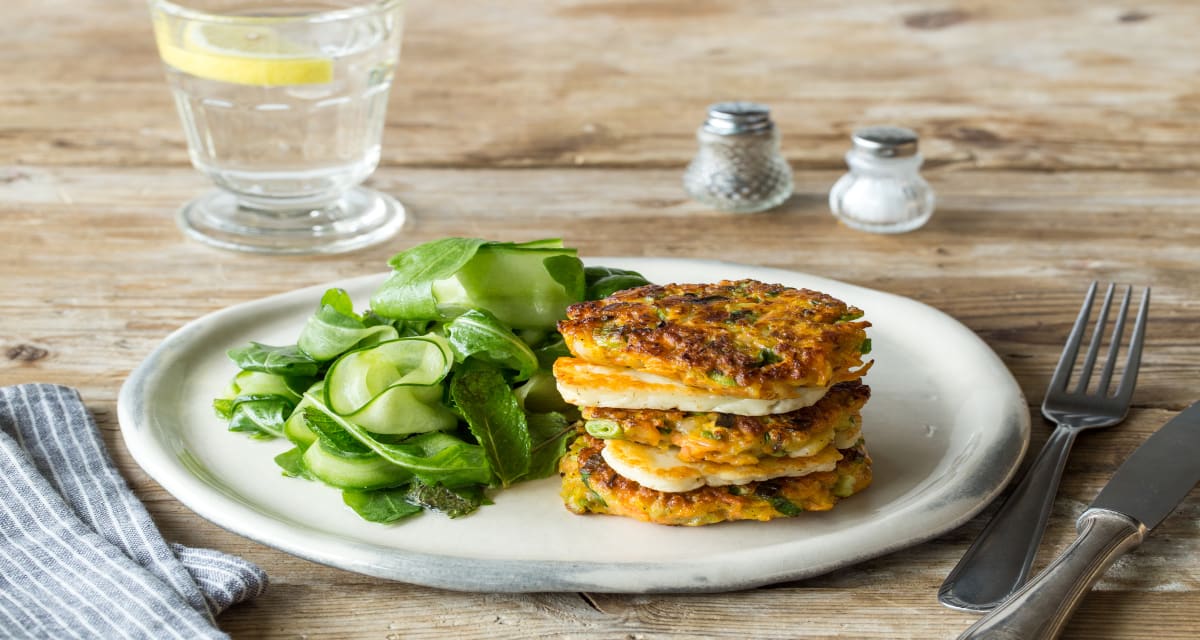 Carrot and Haloumi Stack with Minted Zucchini Salad Recipe | HelloFresh
