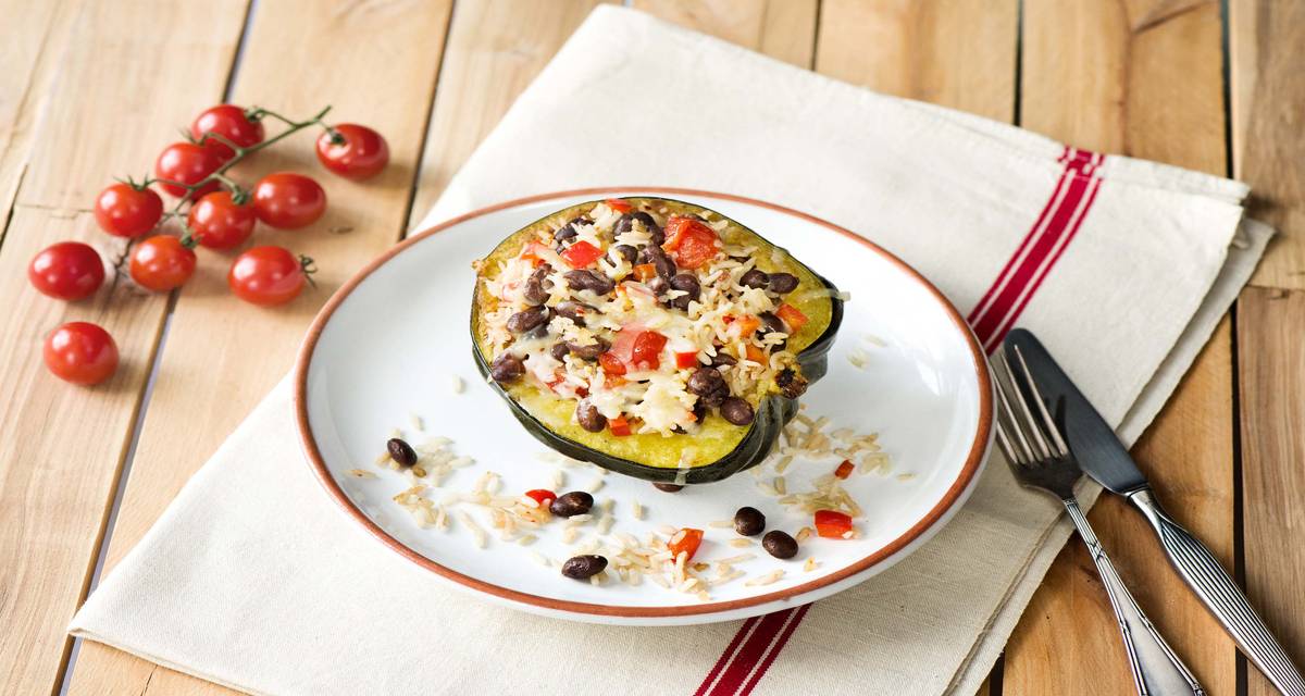 Southwestern-Stuffed Acorn Squash with Smoky Black Beans, Tomatoes