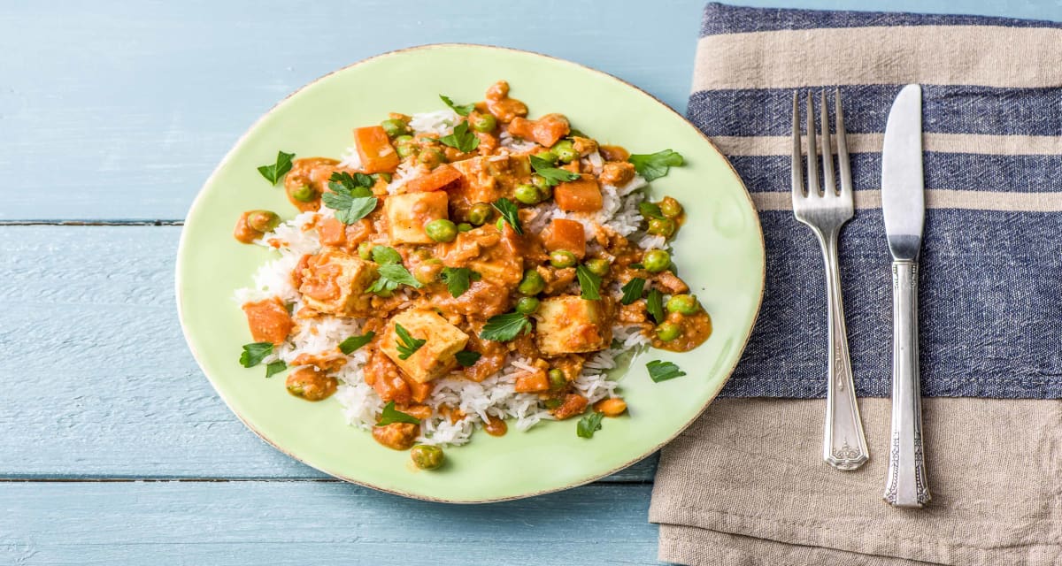 Indische Paneer-Gemüse-Pfanne mit Cashewkernen Rezept | HelloFresh