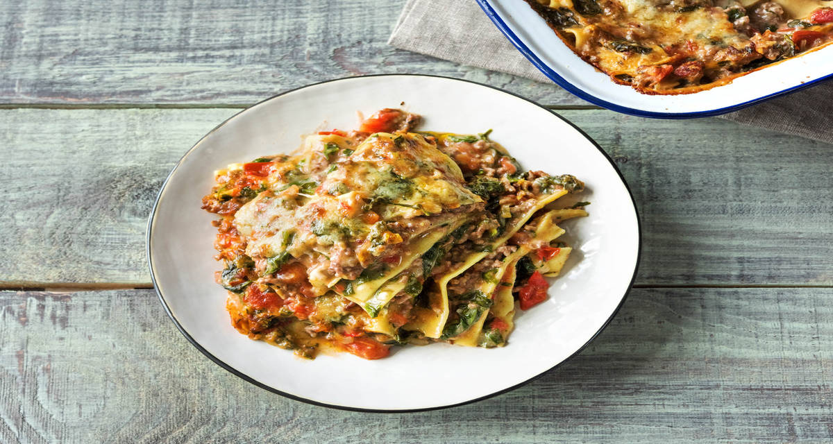 Lasagne onctueuse au haché de bœuf et aux épinards Un classique !