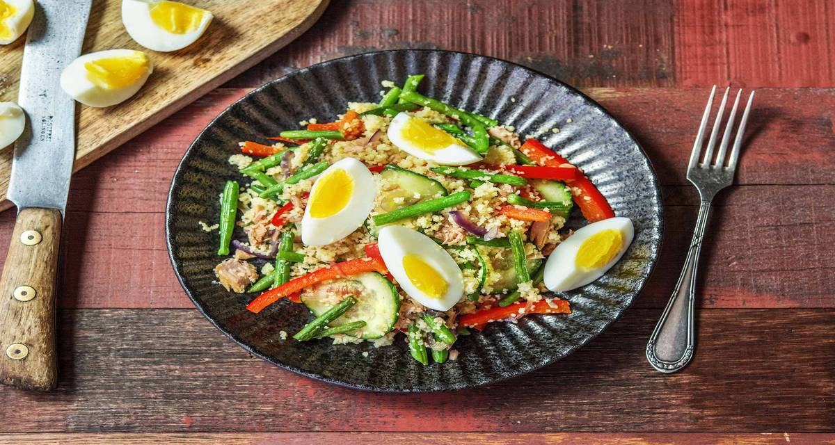Couscous niçois revisité Avec beaucoup de légumes et de la semoule complète