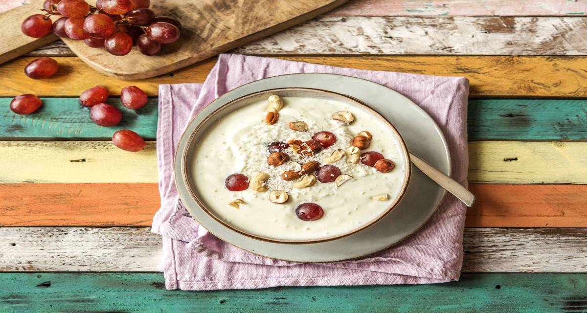 Yaourt grec Raisins, mélange de noix et coco