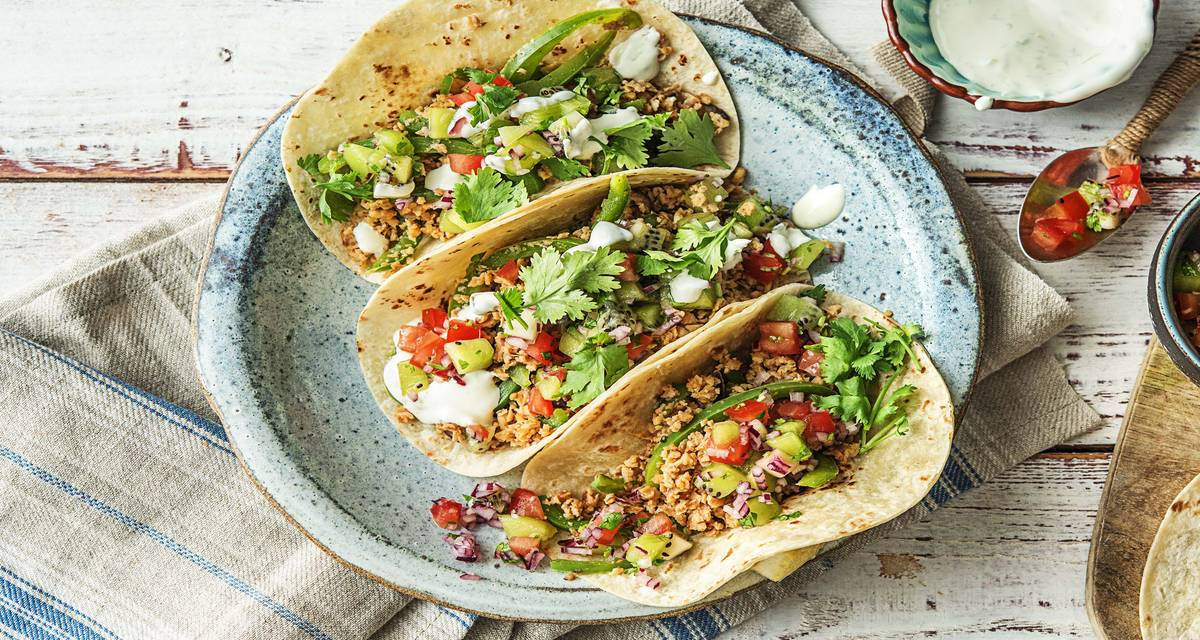 Seitan Tacos with Kiwi Salsa Recipe HelloFresh