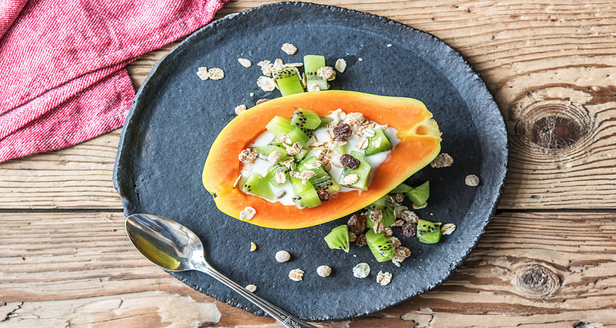 Papaye au yaourt grec Au kiwi et au muesli