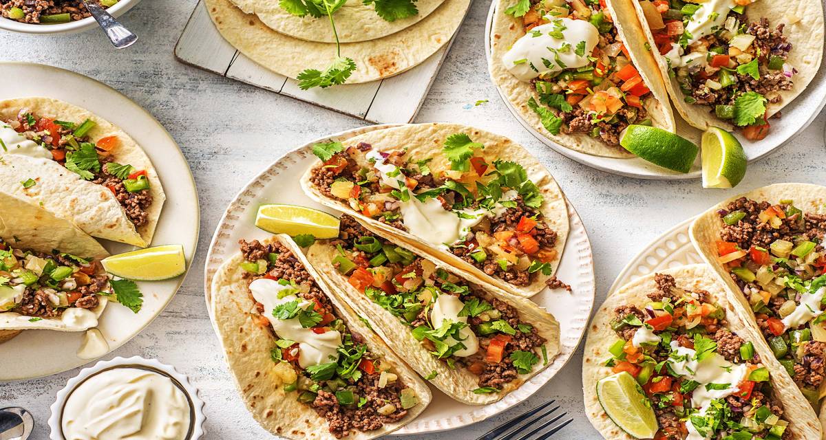 week 4 fam 7 Pineapple Poblano Beef Tacos with Lime Crema, Cilantro, and Warm Spices