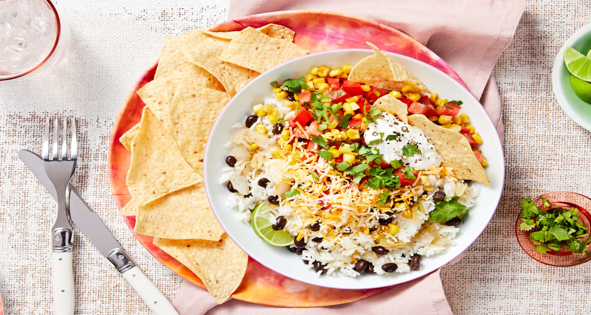 Veggie Burrito Bowls with Tomato Salsa and Charred Corn-image