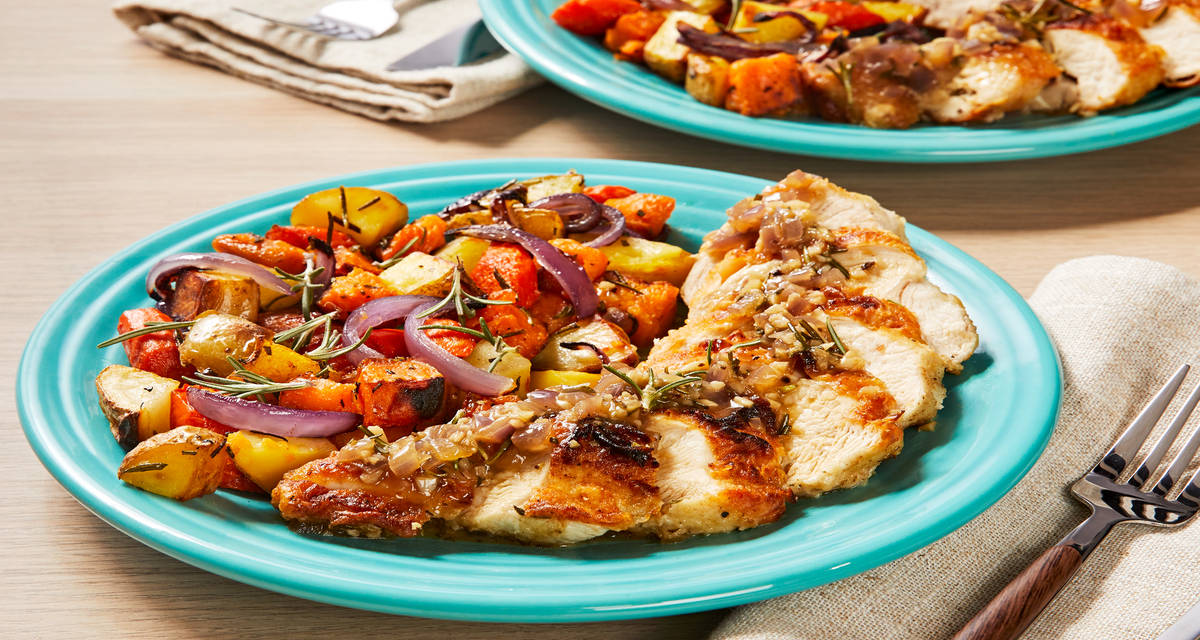 Garlic Rosemary Chicken with Roasted Root Veggies
