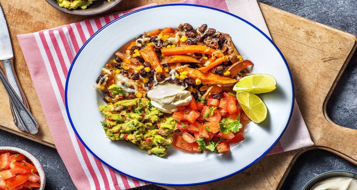 Plat végétarien à la mexicaine façon kebab Avec un guacamole maison et une salsa de tomates