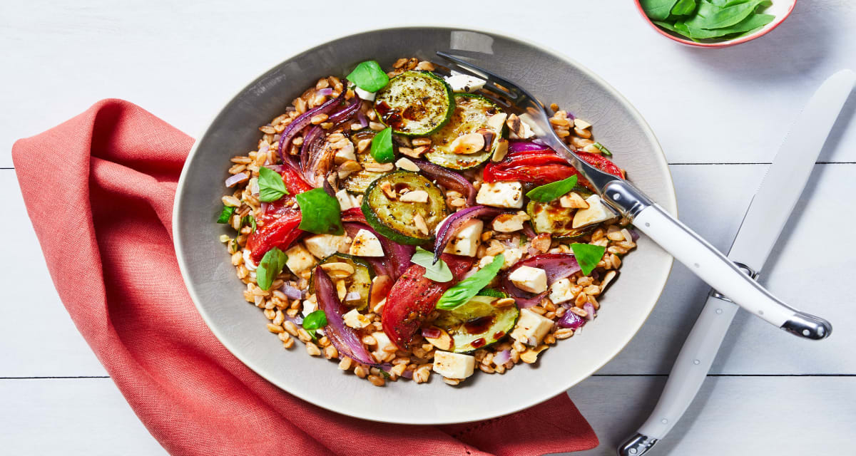 Roasted Veggie Caprese Bowls with Farro and Balsamic Vinaigrette-image