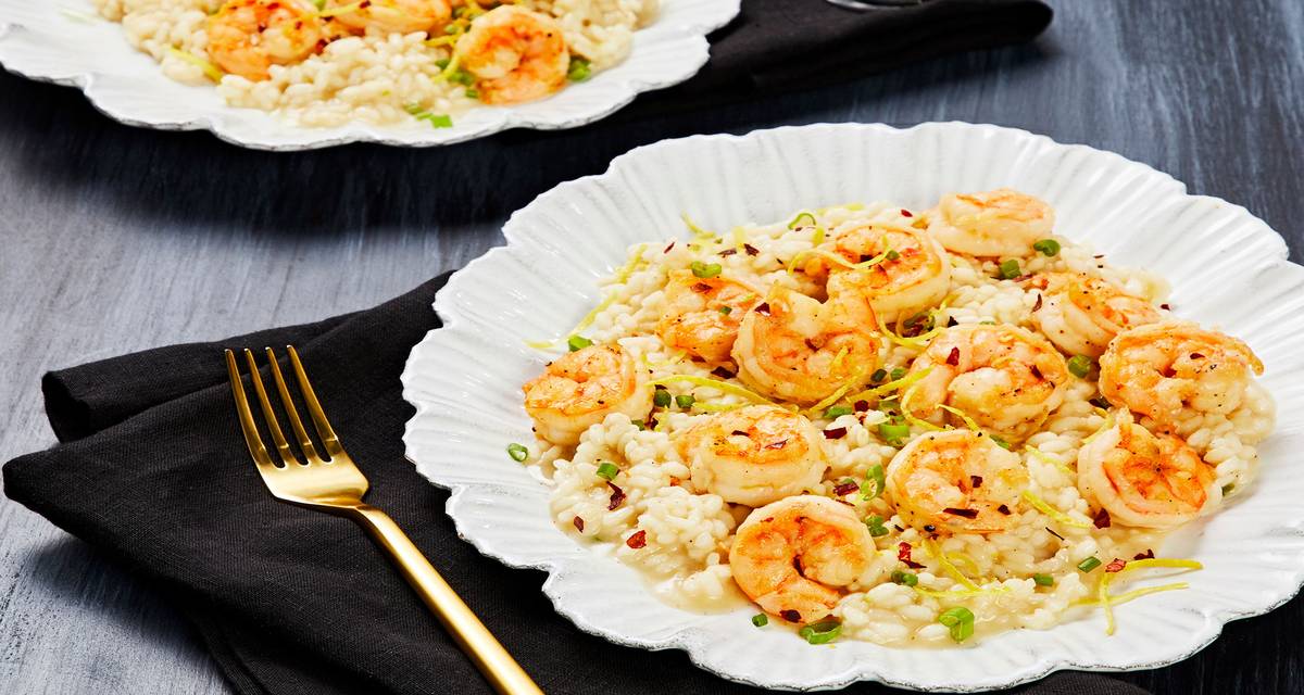 Chili-Garlic Shrimp over Lemony Parmesan Risotto