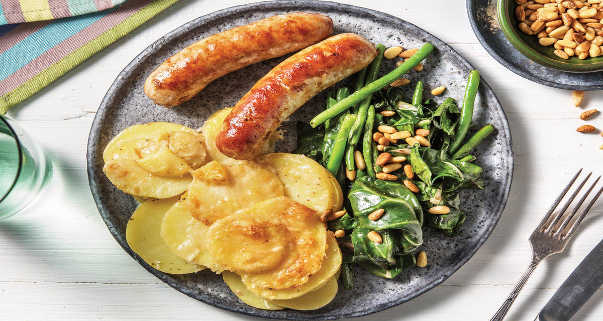 Classic Pork Sausages and Scalloped Potatoes Recipe HelloFresh