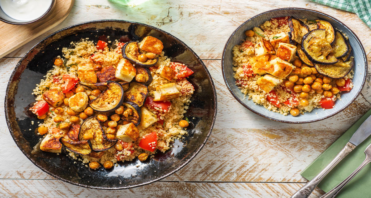 Couscous au halloumi, pois chiches et aubergines Recette HelloFresh
