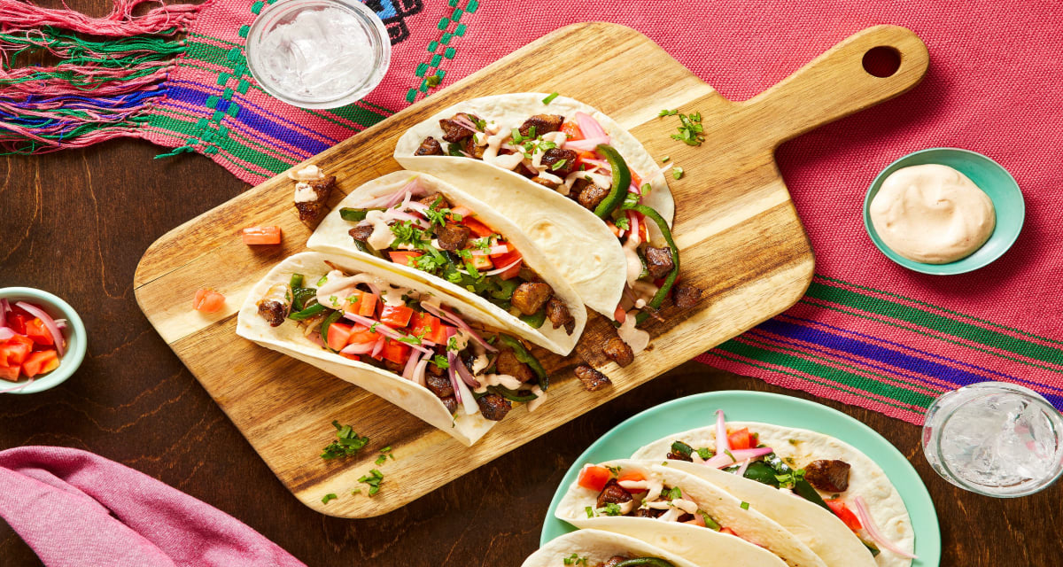 Sirloin Carne Asada Tacos with Southwest Crema and Pickled Shallot Salsa-image