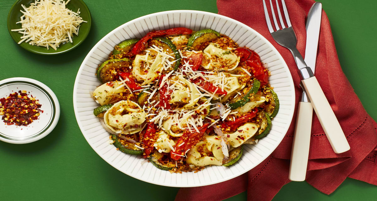 Garlic Herb Tortelloni with Roasted Tomato & Zucchini-image
