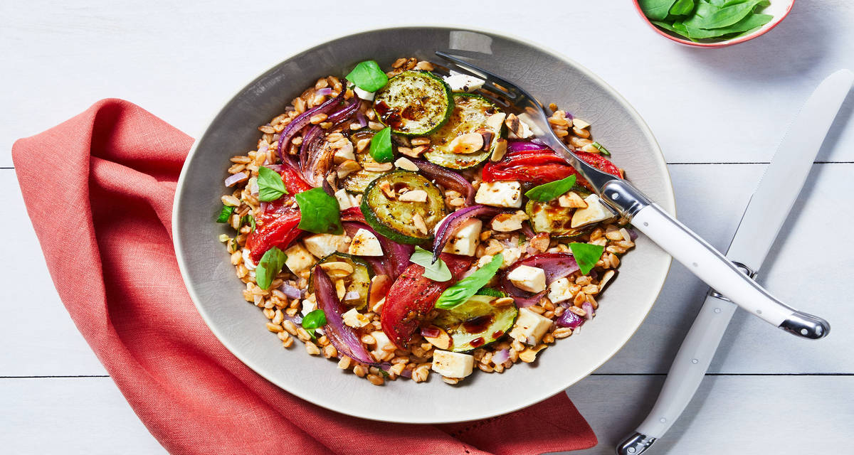 Lea Michele’s Fave Veggie Bowls with Farro & Balsamic Vinaigrette