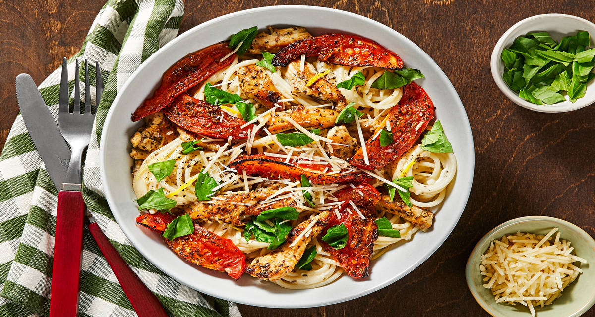 Creamy Parmesan Chicken Spaghetti Lightning Prep