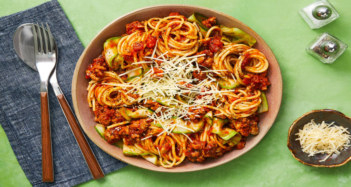 Pork Sausage Spaghetti Bolognese All in one pan