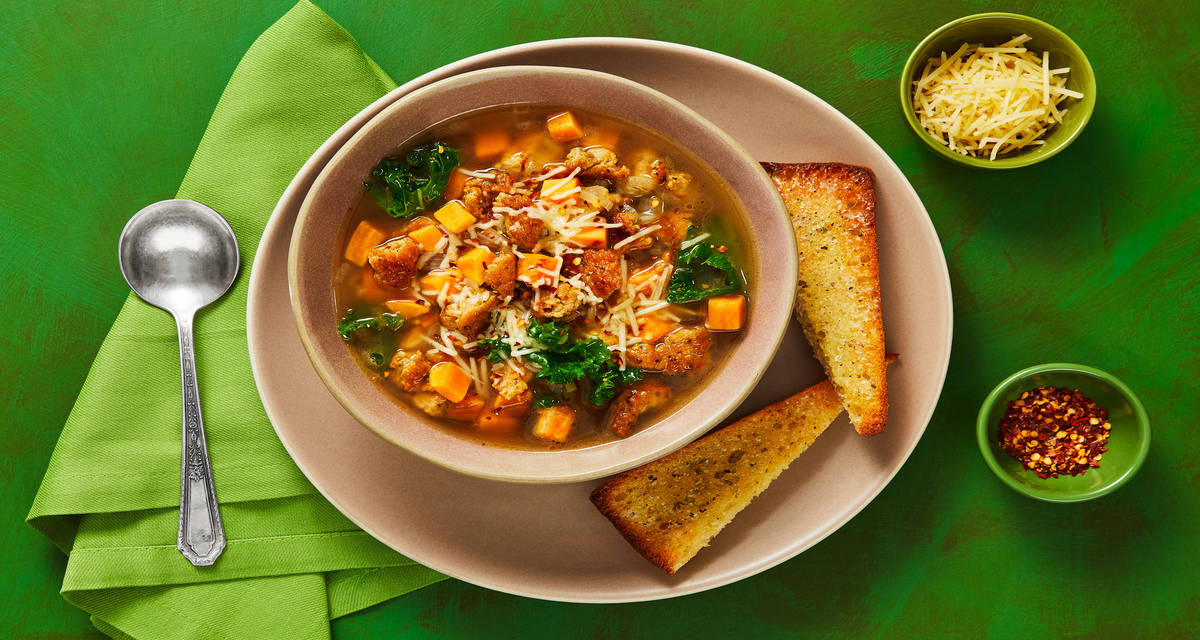 Chicken Sausage & Sweet Potato Soup All In One Pot