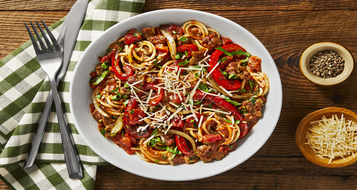 Tuscan Pork Sausage & Pepper Spaghetti Recipe | HelloFresh
