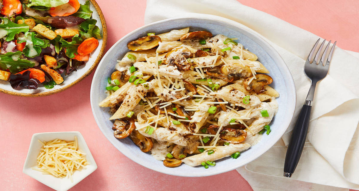 Mushroom Penne with Truffle Cream & an Italian House Salad