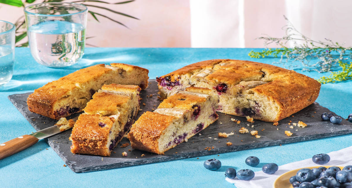Banana bread aux myrtilles +/- 10 parts | À cuisiner à la maison avec des ingrédients frais