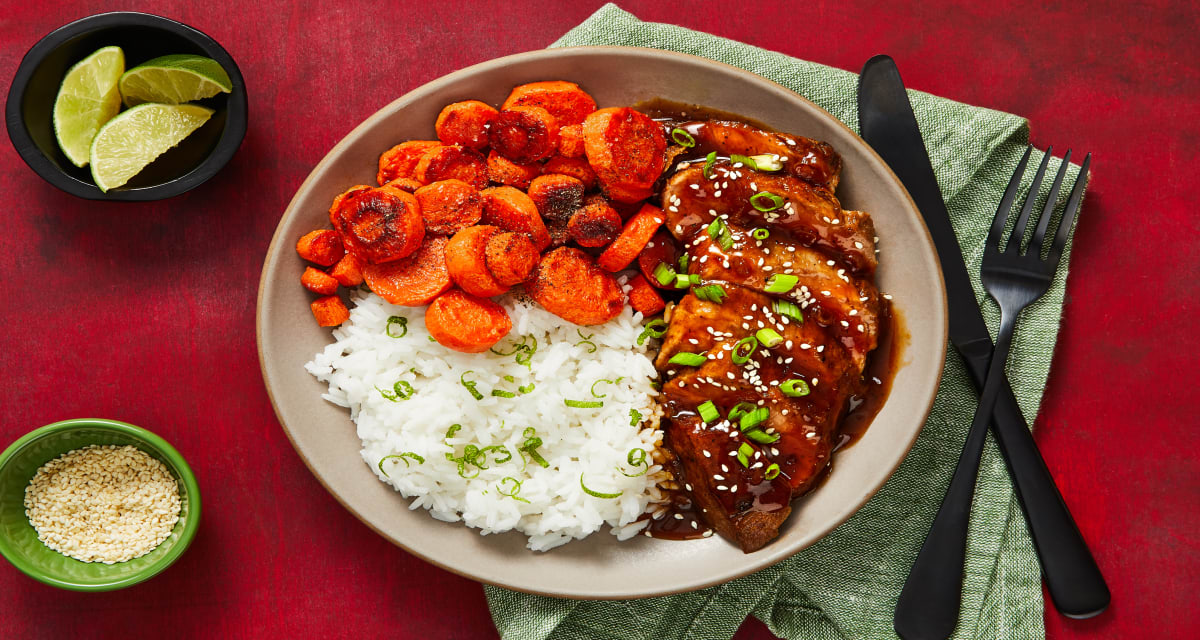 Bulgogi Pork Tenderloin with Roasted Carrots & Lime Rice-image