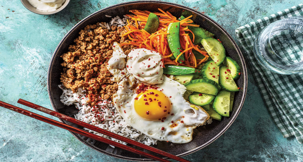 Korean Pork Bibimbap with Black Sesame Rice & Sugar Snap Peas-image