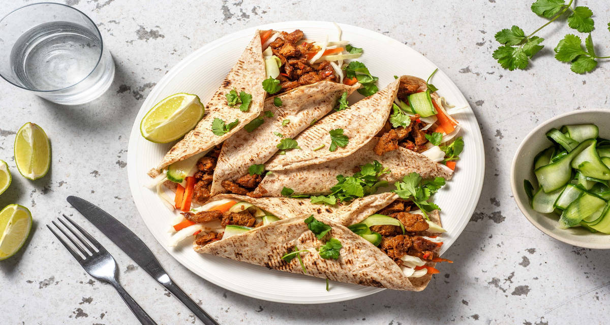 Wraps met vegetarische runderstukjes en rauwkost Recept HelloFresh