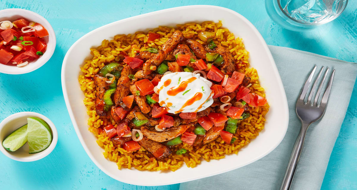 Mexican Chicken & Rice Bowls with Salsa Fresca & Lime Sour Cream-image