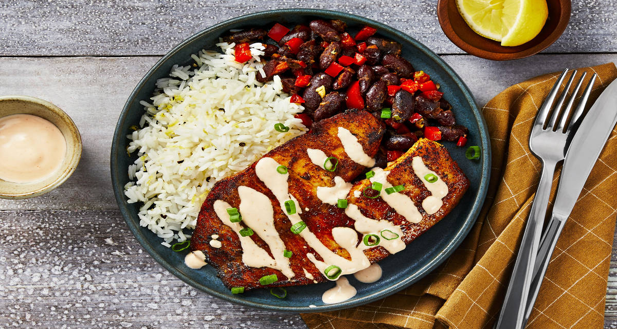 Cajun Blackened Tilapia with Red Beans & Lemon Rice