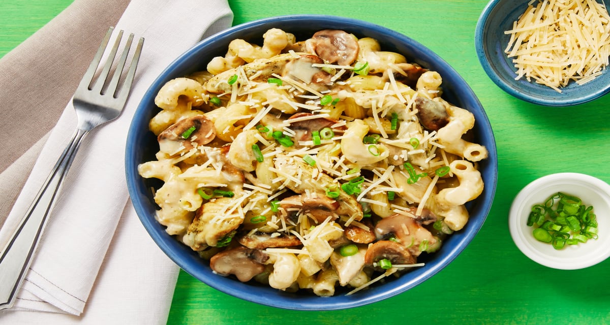 Creamy Chicken & Mushroom Cavatappi with Parmesan & Scallions-image