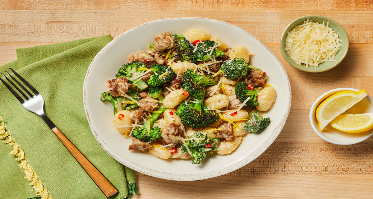 Pork Sausage & Broccoli Gnocchi with Creamy Lemon Sauce